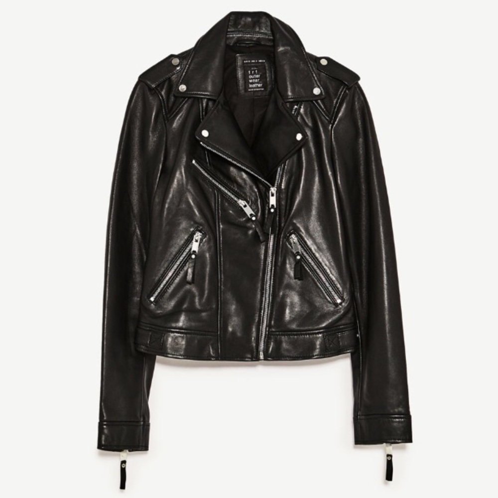 🎁 Zara _ 100% Leather Biker Jacket 🎁